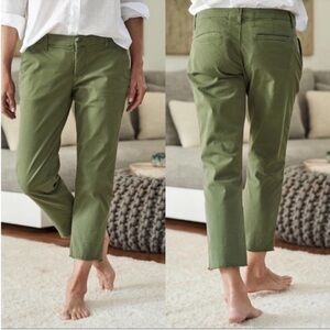 Frank & Eileen‎ Pants Womens 4 Green Ankle Raw Hem Chino Cotton Stretch Wicklow
